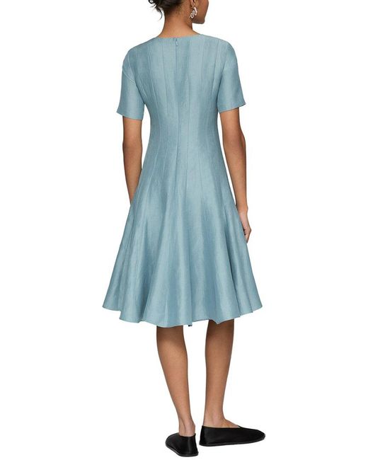 Lafayette 148 New York Blue Plus Linen-Blend Fit & Flare Dress