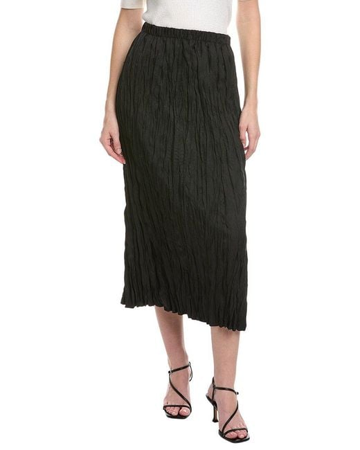 Lafayette 148 New York Black Crinkle Midi Skirt