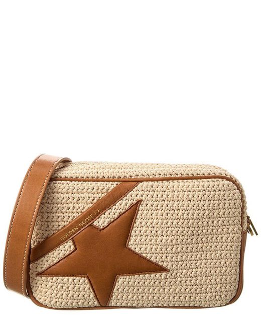 Golden Goose Deluxe Brand Brown Star Knit & Leather Shoulder Bag