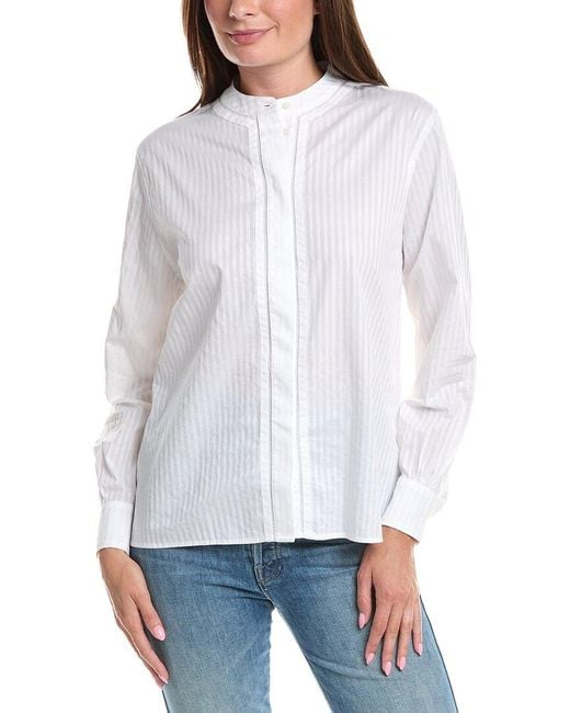 Officine Generale White Officine Generale Lauranne Satin Stripe Shirt