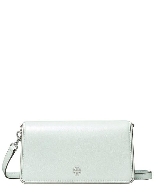 Tory Burch White Emerson Shiny Textured Leather Mini Bag