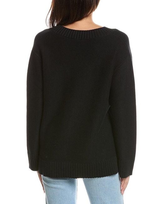 Forte Black Gathered V-Neck Sweater