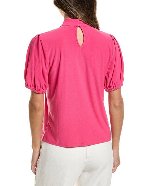 Cece Red Tie Neck Bow Knit Top