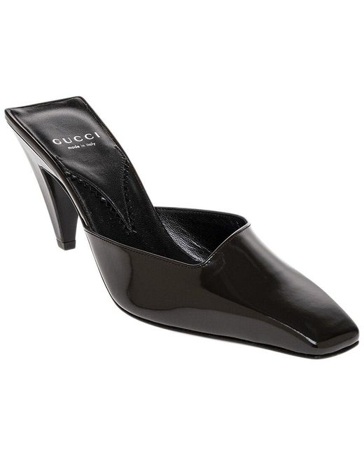 Gucci Black Interlocking G Logo Plaque Leather Mule