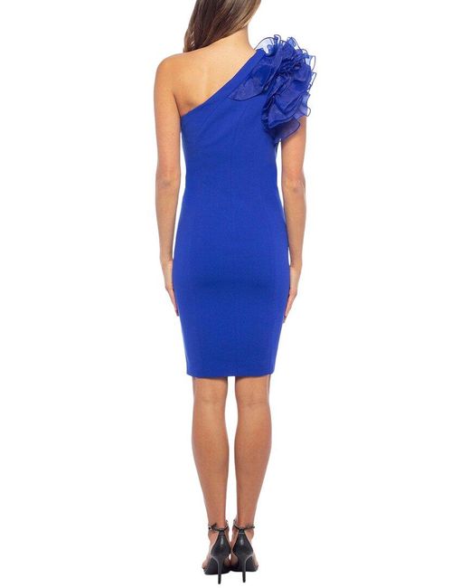 Marina Blue One Shoulder Sheath Dress