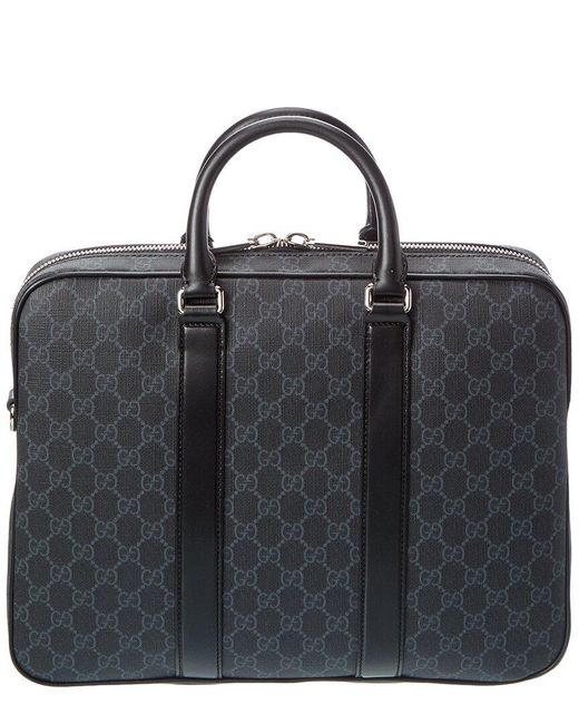 Gucci Black Gg Supreme Canvas & Leather Briefcase for men