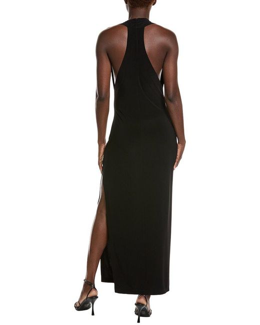 Norma Kamali Black Halter Neeta Side Slit Gown