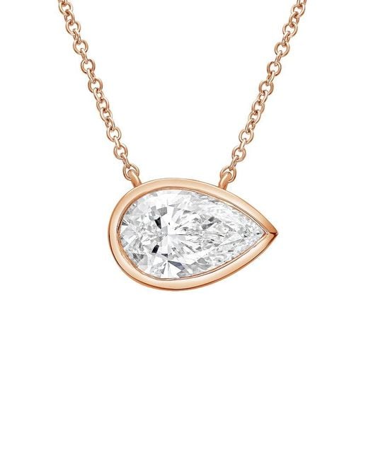 Diana M White Diana M. 14K Rose 3.00 Ct. Tw. Lab-Grown Diamond Solitaire Bezel Pendant