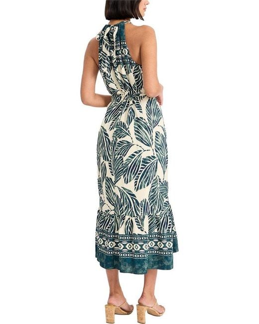 Maggy London Green Printed Halter Neck With Chain Detail