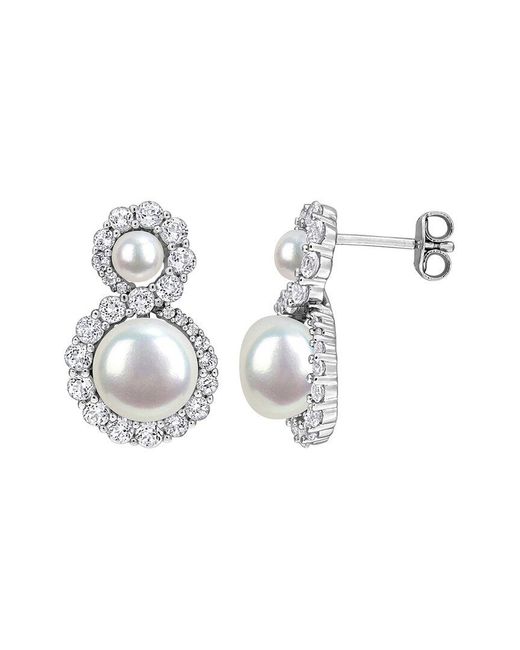 Rina Limor Metallic 2.07 Ct. Tw. Gemstone & 4-8.5Mm Pearl Earrings