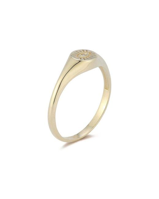 Ember Fine Jewelry Metallic 14k 0.01 Ct. Tw. Diamond Eye Signet Ring