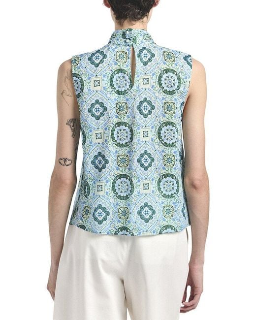 10 Crosby Derek Lam Blue Allie Sleeveless Bow Blouse