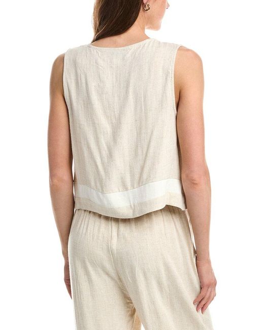 Vintage Havana Natural Linen-Blend Tie Front Top