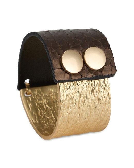 Saachi White Textured Leather Bracelet