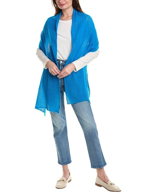 Portolano Blue All Over Openwork Lightweight Wool-blend Wrap