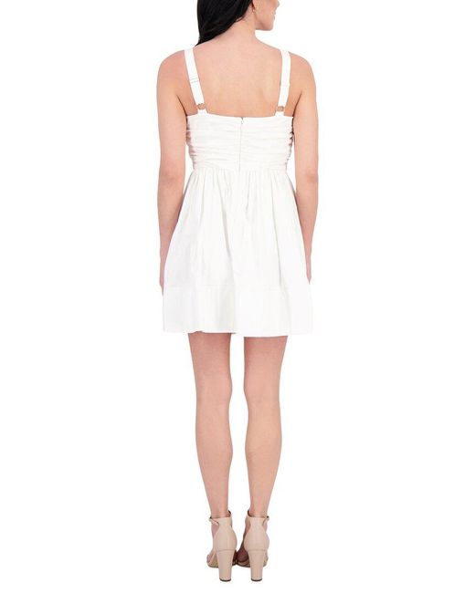 Kensie White Solid 3D Flower Mini Dress