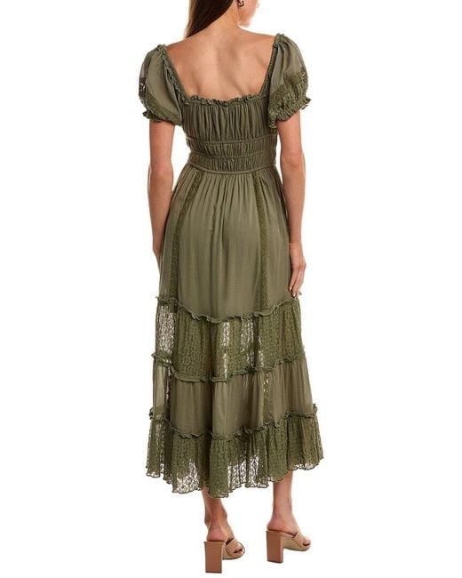 Free People Green Falling Sun Midi Dress