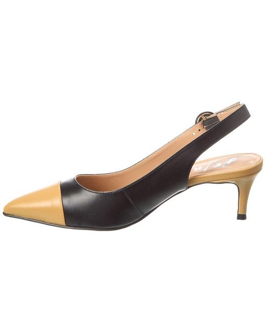 French Sole Metallic Skylar Leather Slingback Pump