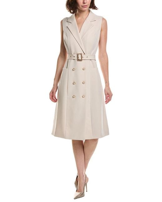 Pascale La Mode Natural Lapel Collar Double-Breasted Midi Dress