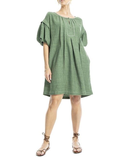 Max Studio Green Bubble Sleeve Short Dress