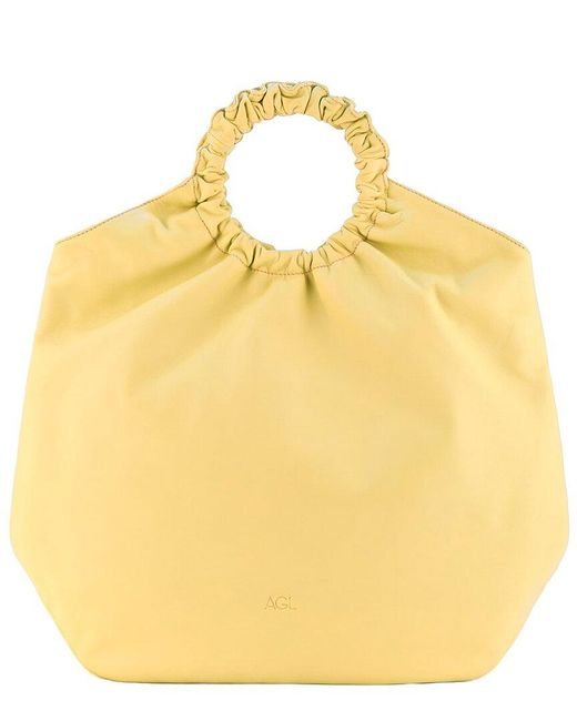 Agl Attilio Giusti Leombruni Yellow Gretty Leather Tote