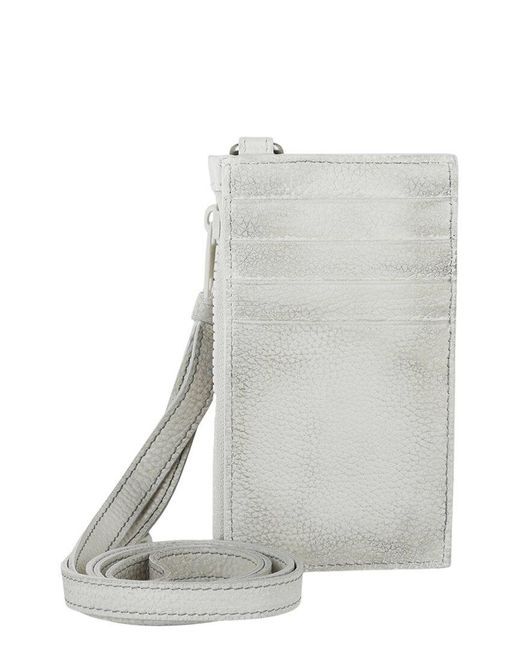 Balenciaga White Car Long Coin And Card Leather Wallet