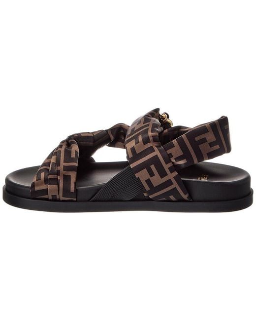 Fendi Black Feel Ff Satin Sandal