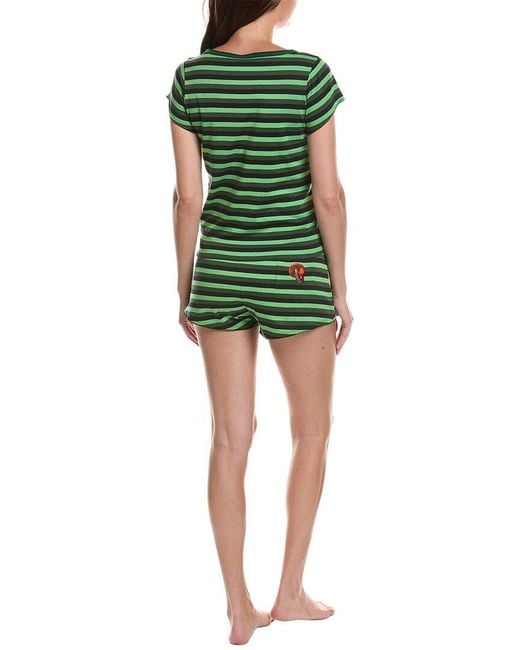 Cozyland by Morgan Lane Green 2Pc Elphaba Stripe Short Pajama Set