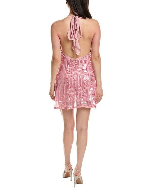 Moonsea Red Sequin Mesh Mini Dress