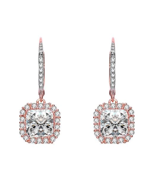 Genevive Jewelry Metallic 14k Rose Gold Vermeil Cz Earrings