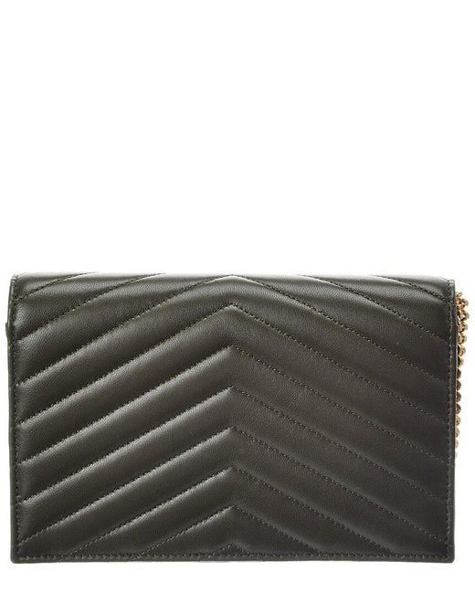 Saint Laurent Black Cassandra Leather Wallet On Chain
