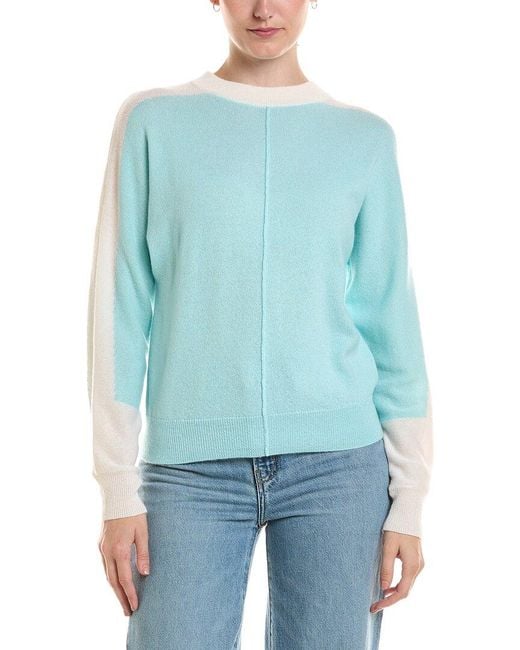 Forte Blue Pop Trim Dolman Cashmere Sweater