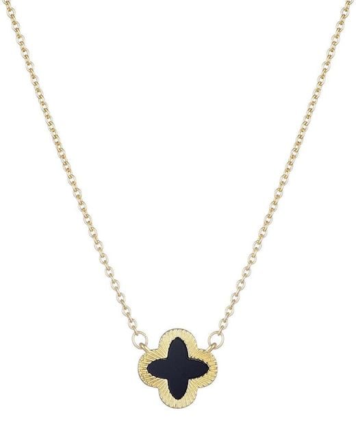 Adornia Metallic 14K Plated Fluted Edge Clover Necklace