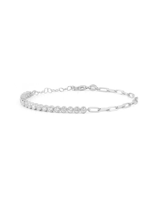 Chloe and Madison White Tennis X Paperclip Bracelet