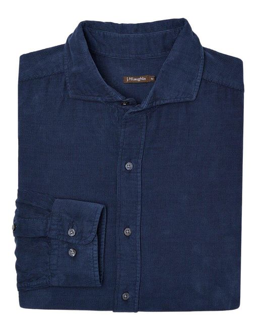 J.McLaughlin Blue Solid Drummond Shirt for men