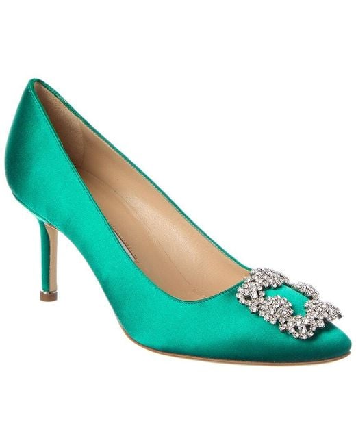 Manolo Blahnik Blue Hangisi 70 Satin Pump