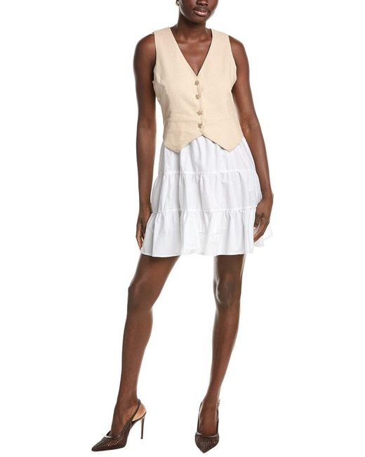 Ellen Tracy White Twofer Linen-Blend Vest Dress