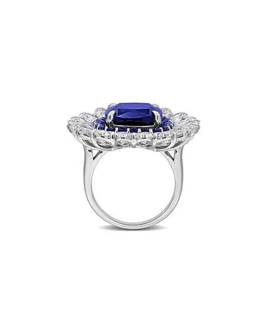 Rina Limor Blue 14K 19.12 Ct. Tw. Lab-Grown Diamond & Lab-Grown Sapphire Floral Ring