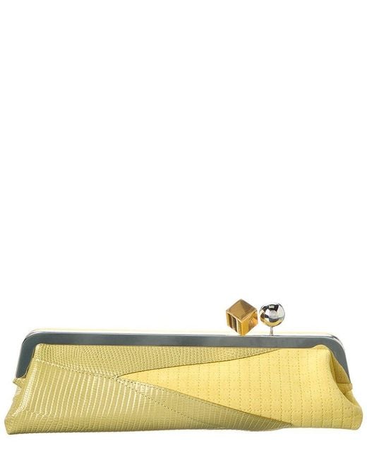 Jacquemus Yellow Salon Mais Suede & Leather Clutch