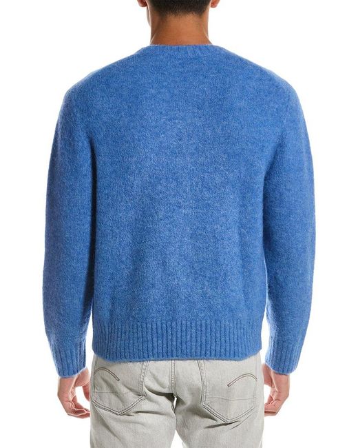 Vince Blue Brushed Alpaca & Wool-blend Crewneck Sweater for men