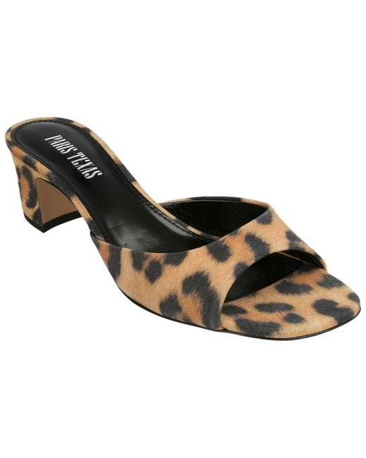 Paris Texas Black Leopard Leather Mule