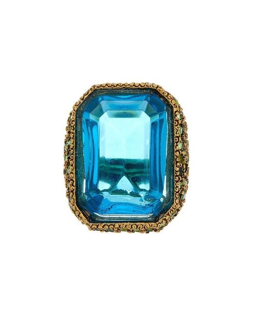Kenneth Jay Lane Blue 22K Plated Cocktail Ring