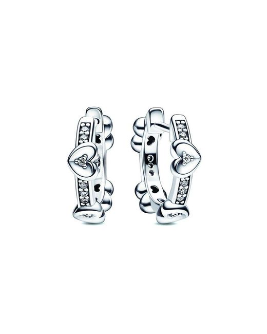 Pandora White Moments Silver Cz Radiant Sparkling Hearts Earrings