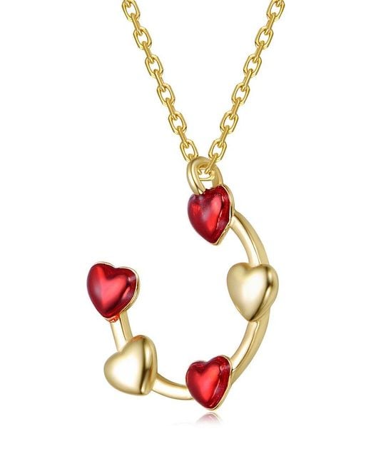 Rachel Glauber Red 14K Plated Heart Pendant