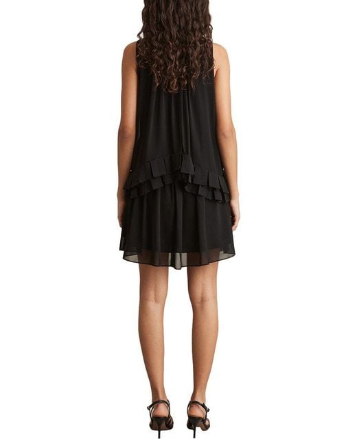 Reiss Black Luni Sleeveless Ruffle Dress