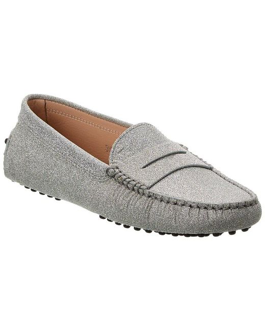 Tod's Gray Gommini Glitter Leather Loafer