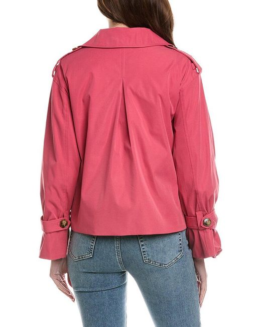 NVLT Red Cropped Double-Breasted Coat