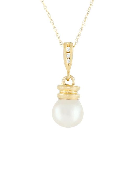 Masako Pearls Metallic 14k 0.03 Ct. Tw. Diamond & 8-9mm Akoya Pearl Necklace