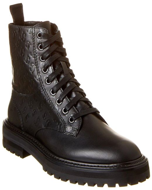 Jimmy Choo Cora Leather Combat Boot in Black | Lyst