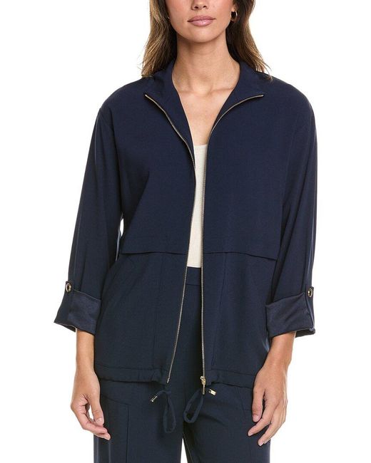 St. John Blue Mock Neck Jacket